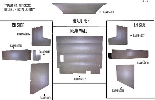 UCA99210     Cab Kit with Headliner---Gray---2394, 2594, 3394, 3594